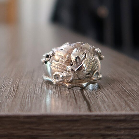 Vintage America Bald Eagle Wings Silver Tone Men's Ring Large Size 10.75 - Picture 12 of 12